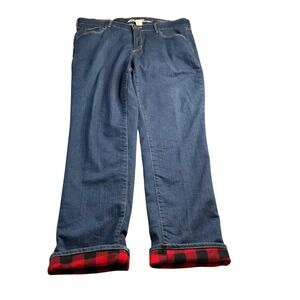 Eddie Bauer Fleece Lined Slightly Curvy Straight Leg Denim Jeans Women's Size 16